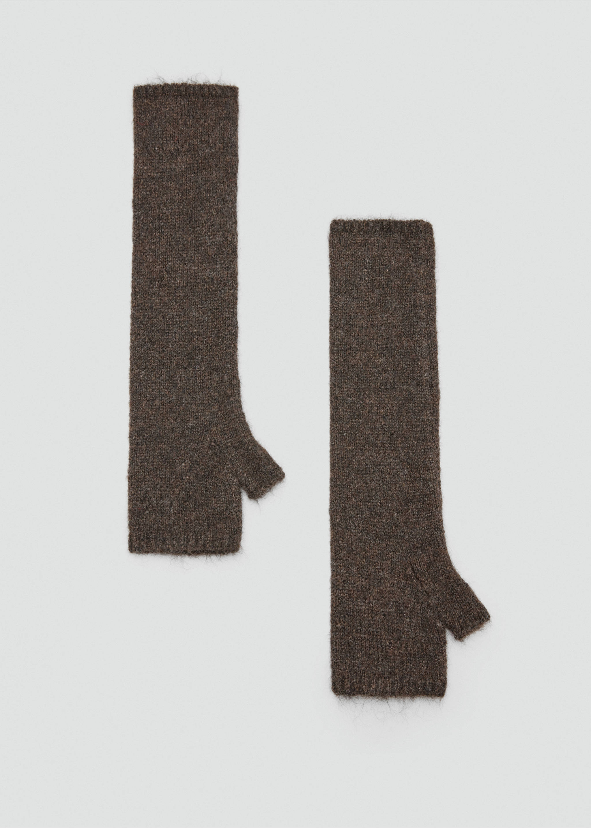 Lange gebreide mitaines - Artikel zonder model, Chocoladebruin. Ref: 37037776-00.