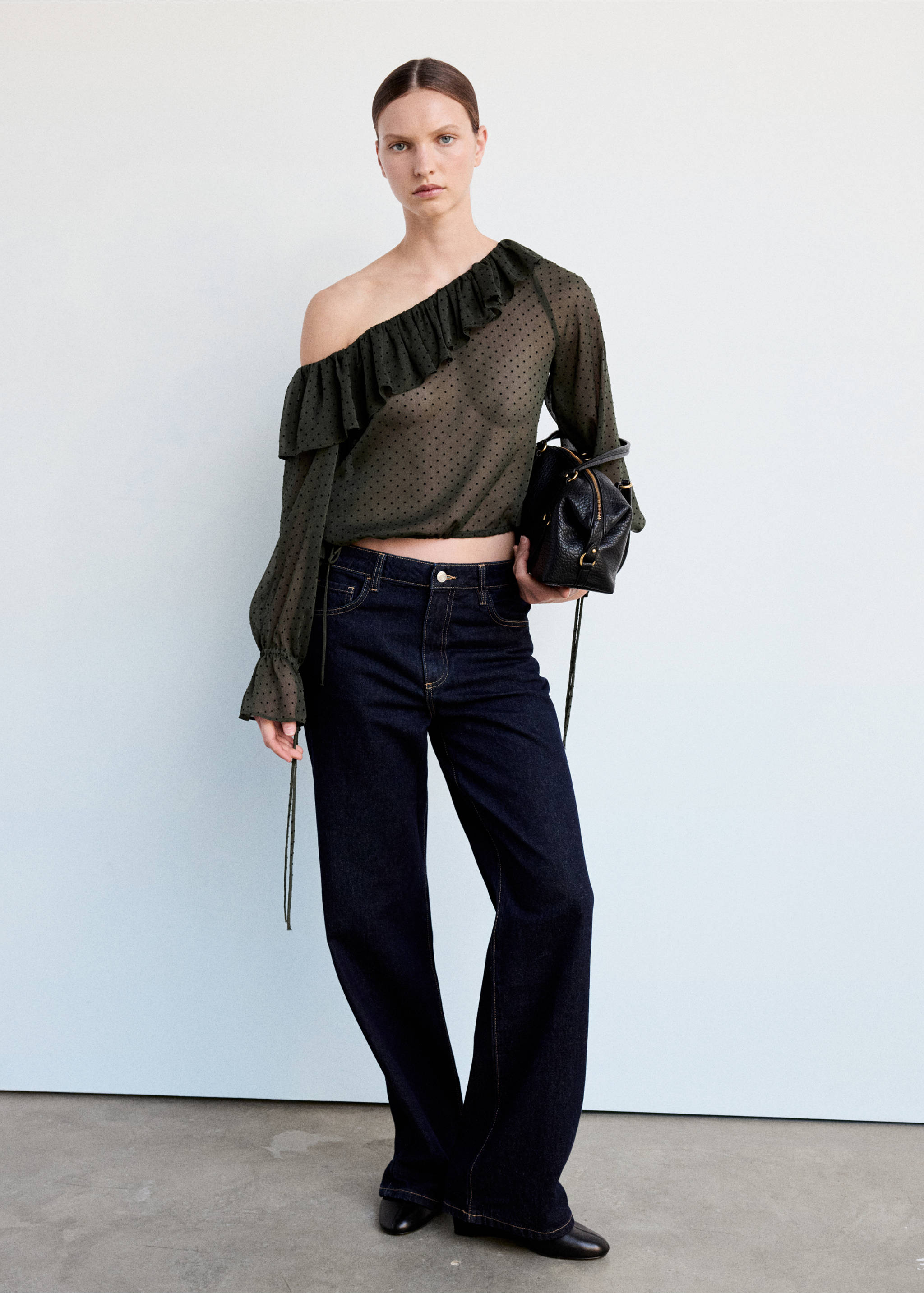 Plumeti blouse with an asymmetric neckline - General plane, Green. Ref: 37037782-00.