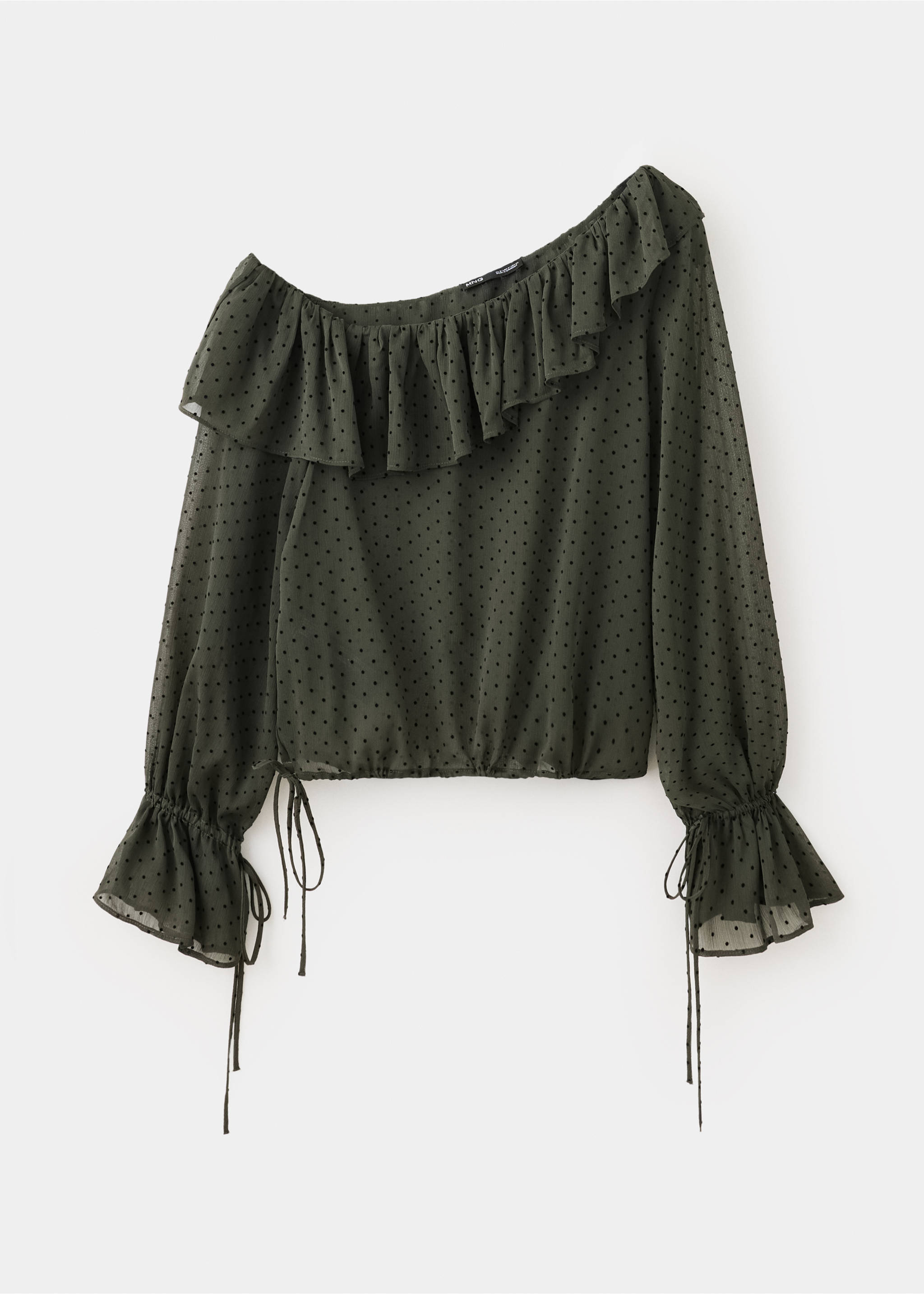 Asymmetric-neck plumeti blouse - Article without model, Green. Ref: 37037782-00.