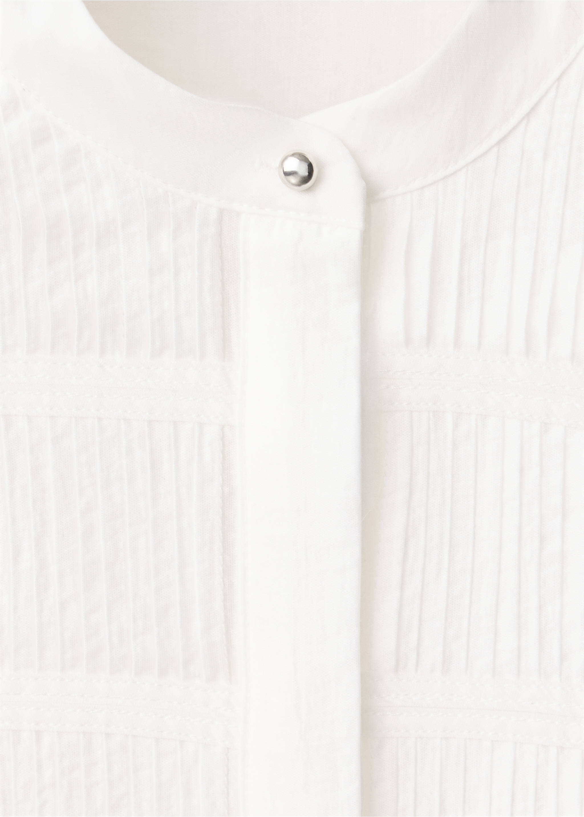Shirt with pintuck detailing and buttons - Details of the article 8, White. Ref: 37037783-00.