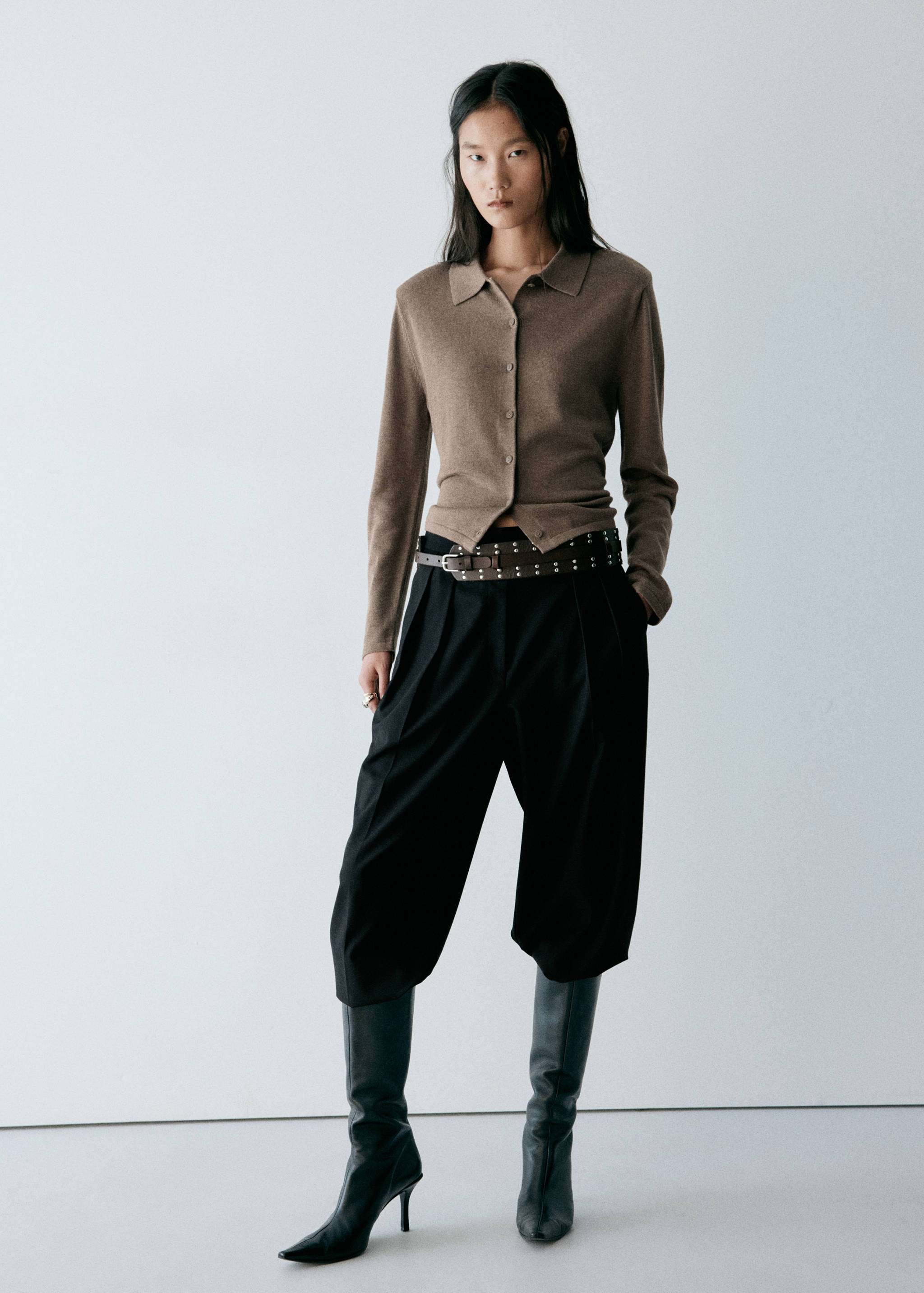 Cardigan maille fine col polo - Plan général
