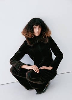 Velvet jacket with fur collar — Chocolate 1