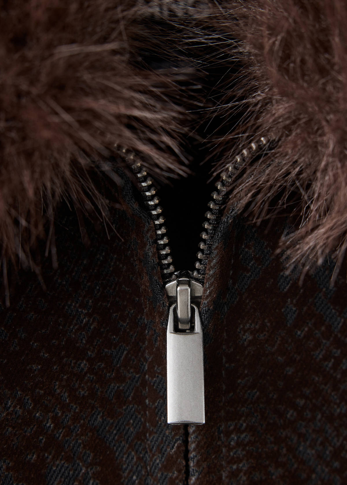 Velvet jacket with fur collar — Chocolate