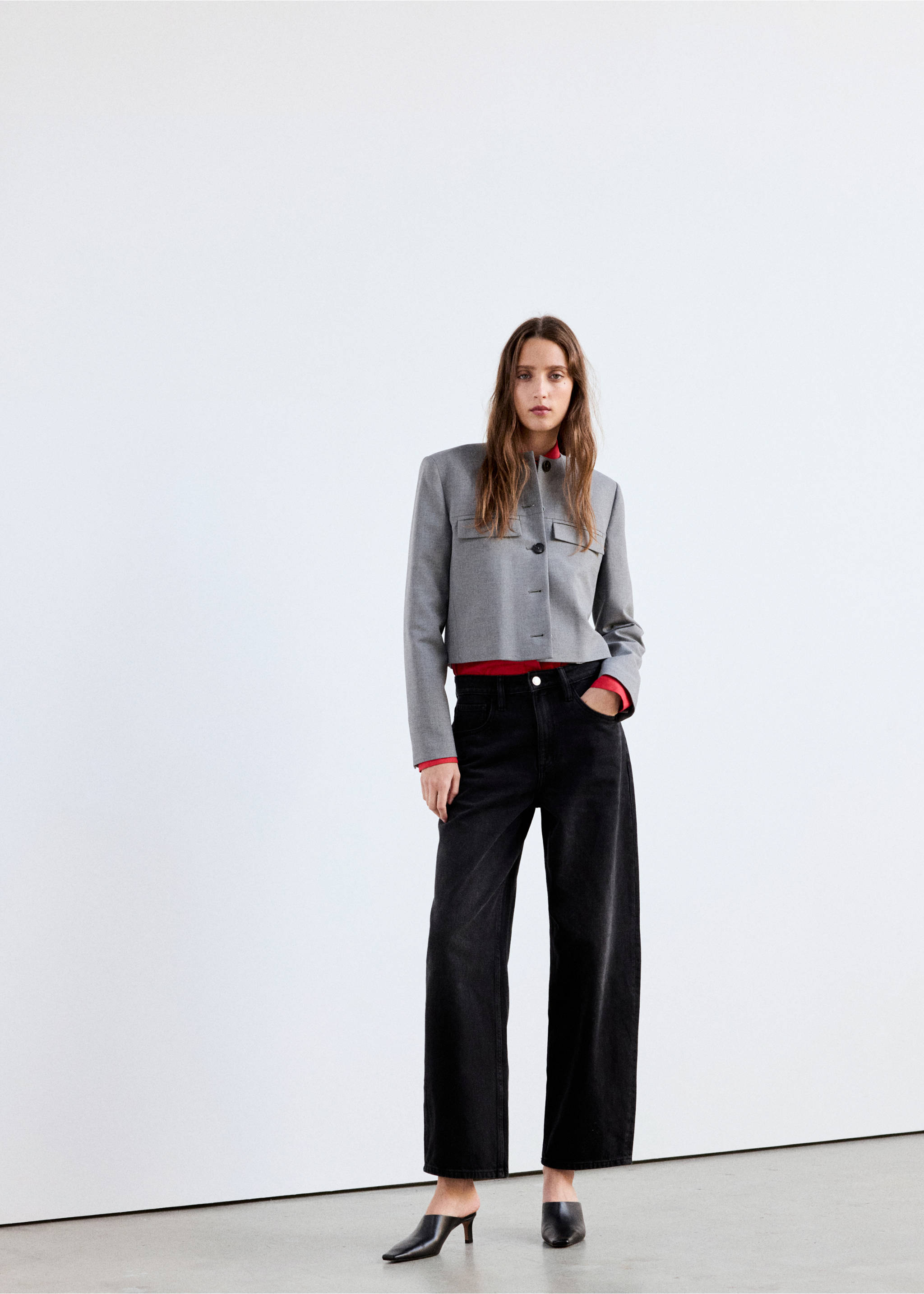 Mid-rise balloon jeans - General plane, Black denim. Ref: 37037796-00.