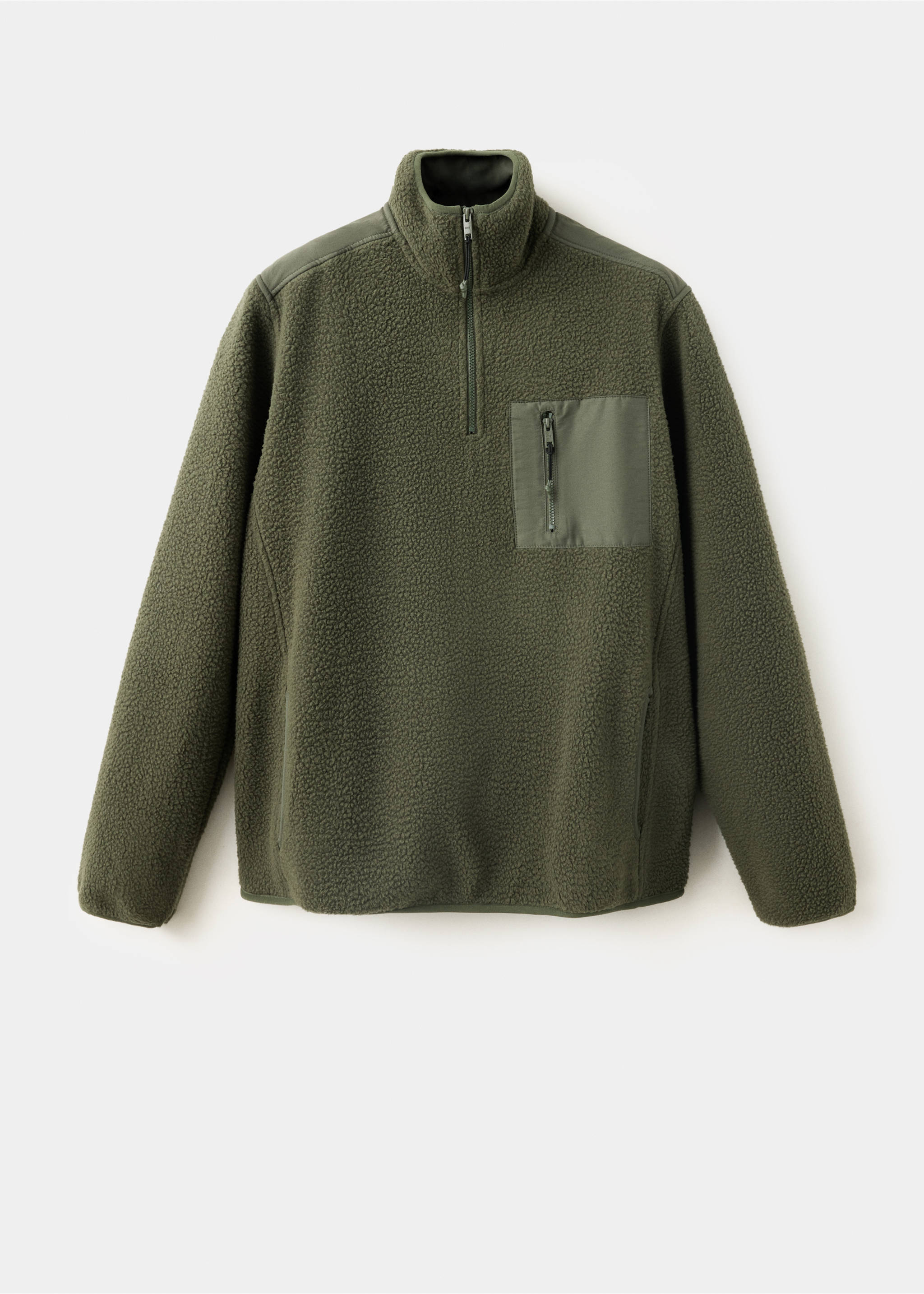 Fleece jacket with pocket - Article without model, Khaki. Ref: 37037806-00.