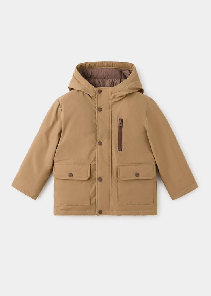 Pockets hooded coat — Medium Brown