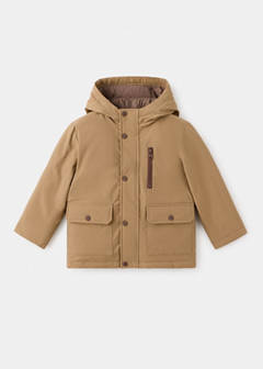 Pockets hooded coat — Medium Brown 2