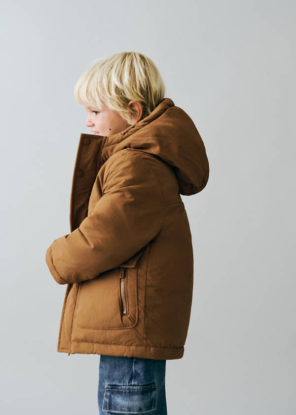 Hood puffer coat — Russet
