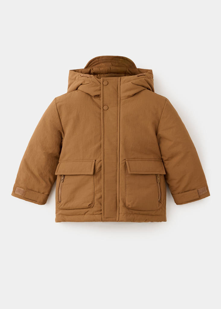 Hood puffer coat — Russet