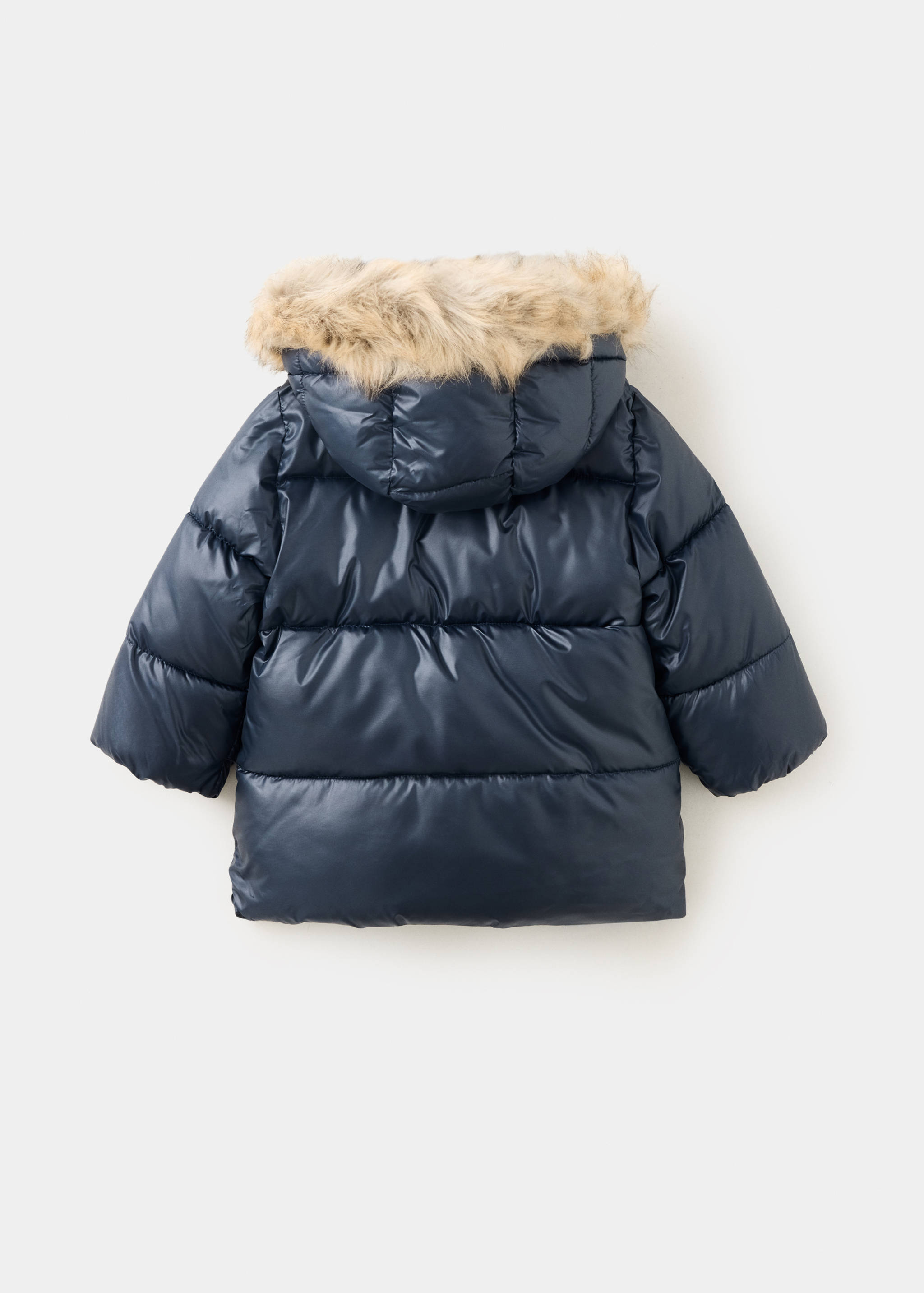 Puffer coat with fur-effect hood - Reverse of the article