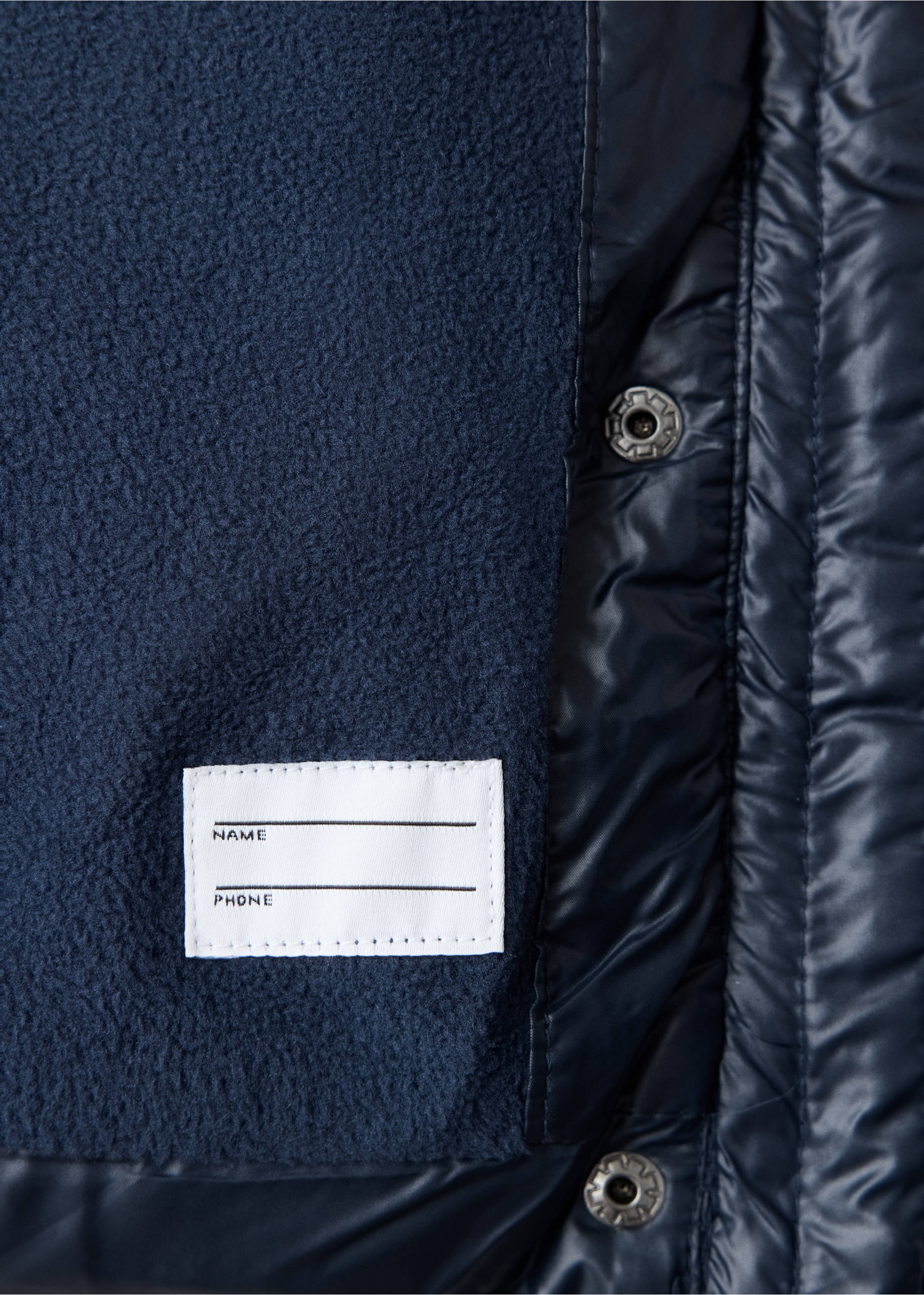 Puffer coat with fur-effect hood - Details of the article 0, Navy. Ref: 37037884-00.