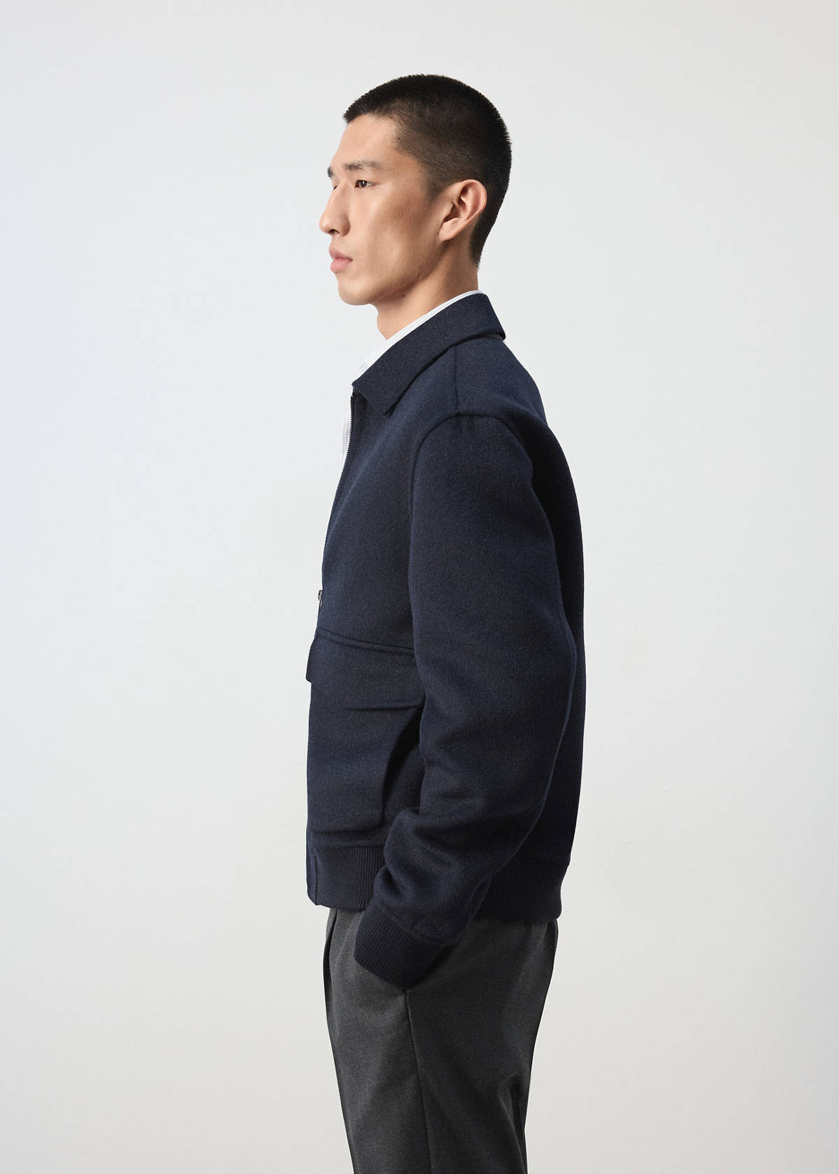 Wool-blend jacket with pockets — Night Blue