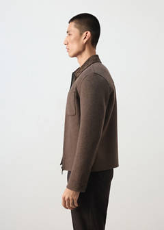 Wool jacket with 100% leather collar — Chocolate 5