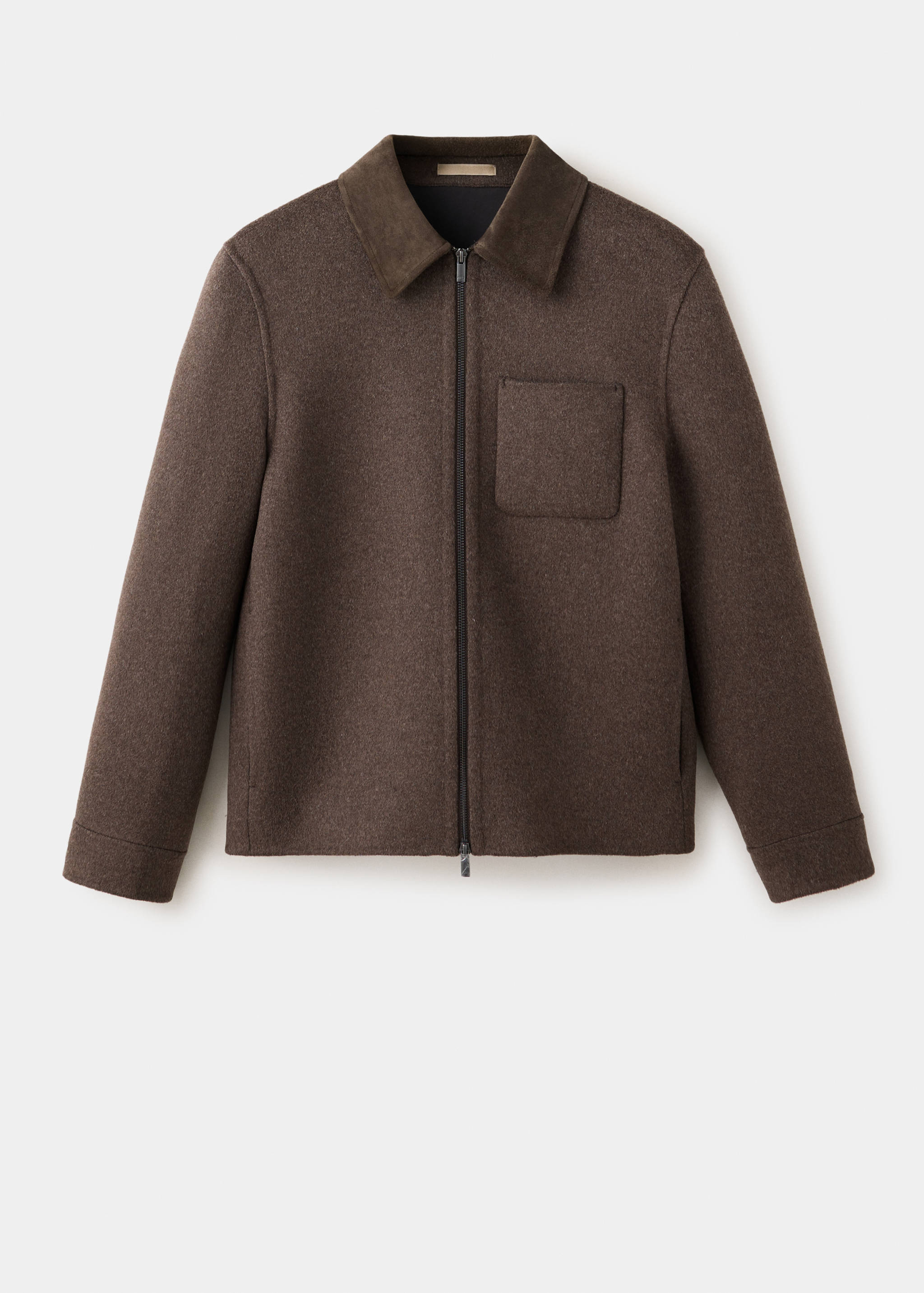 Jacke aus Wolle mit Kragen aus 100 % Leder - Artikel ohne Model
