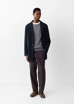 Wool coat with lapel collar — Navy 2