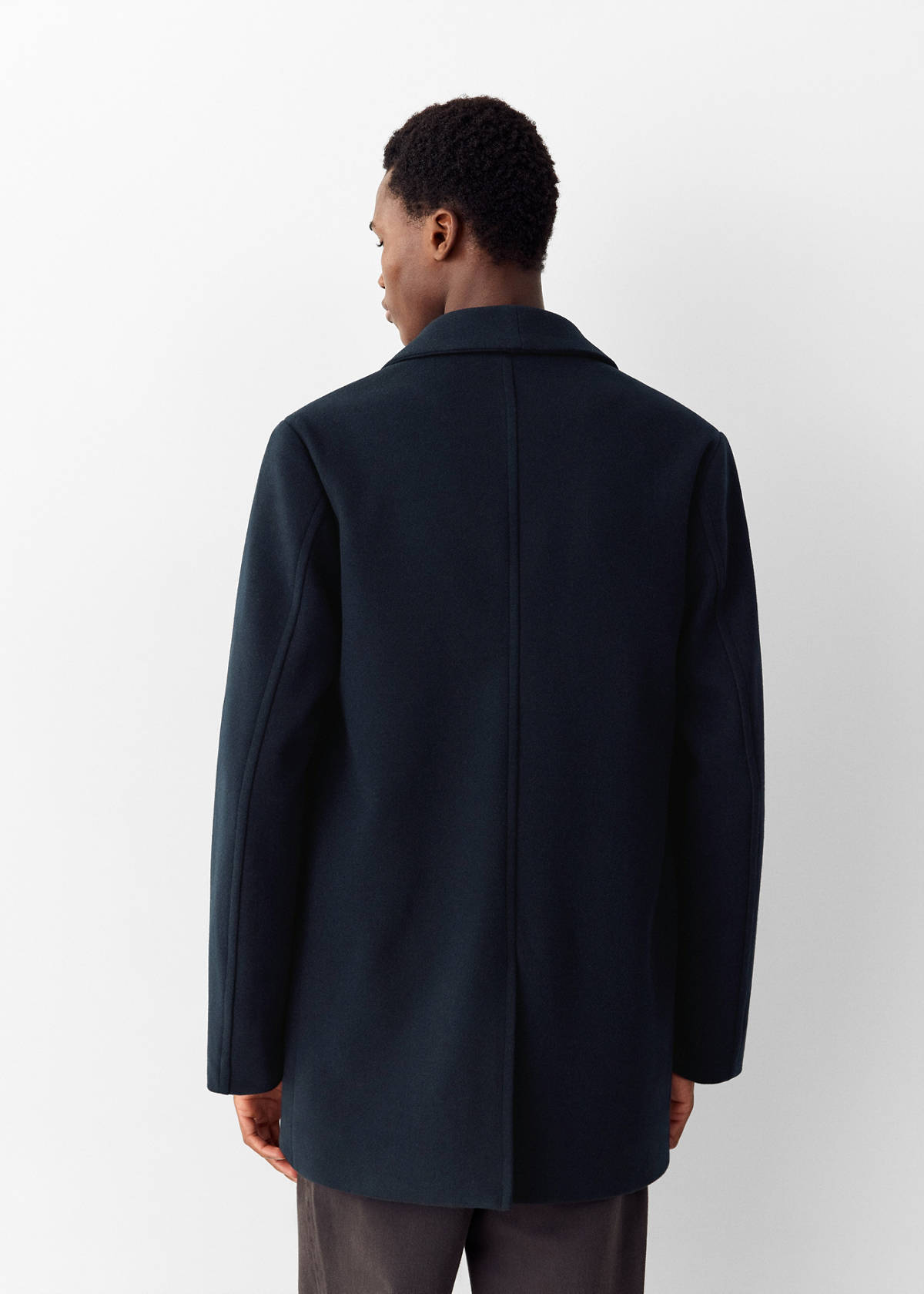 Wool coat with lapel collar — Navy