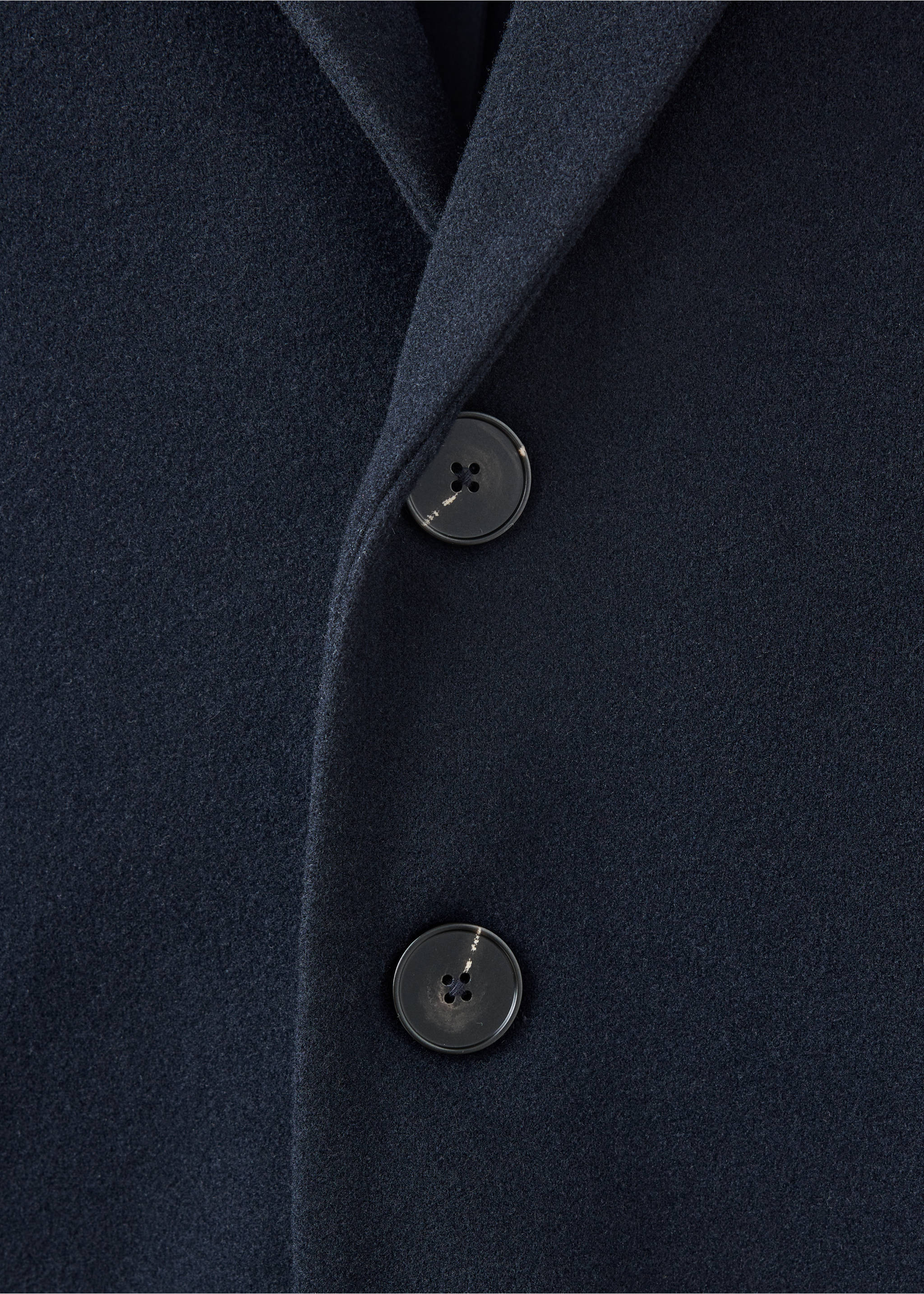 Wool coat with lapel collar - Details of the article 8, Navy. Ref: 37037887-00.