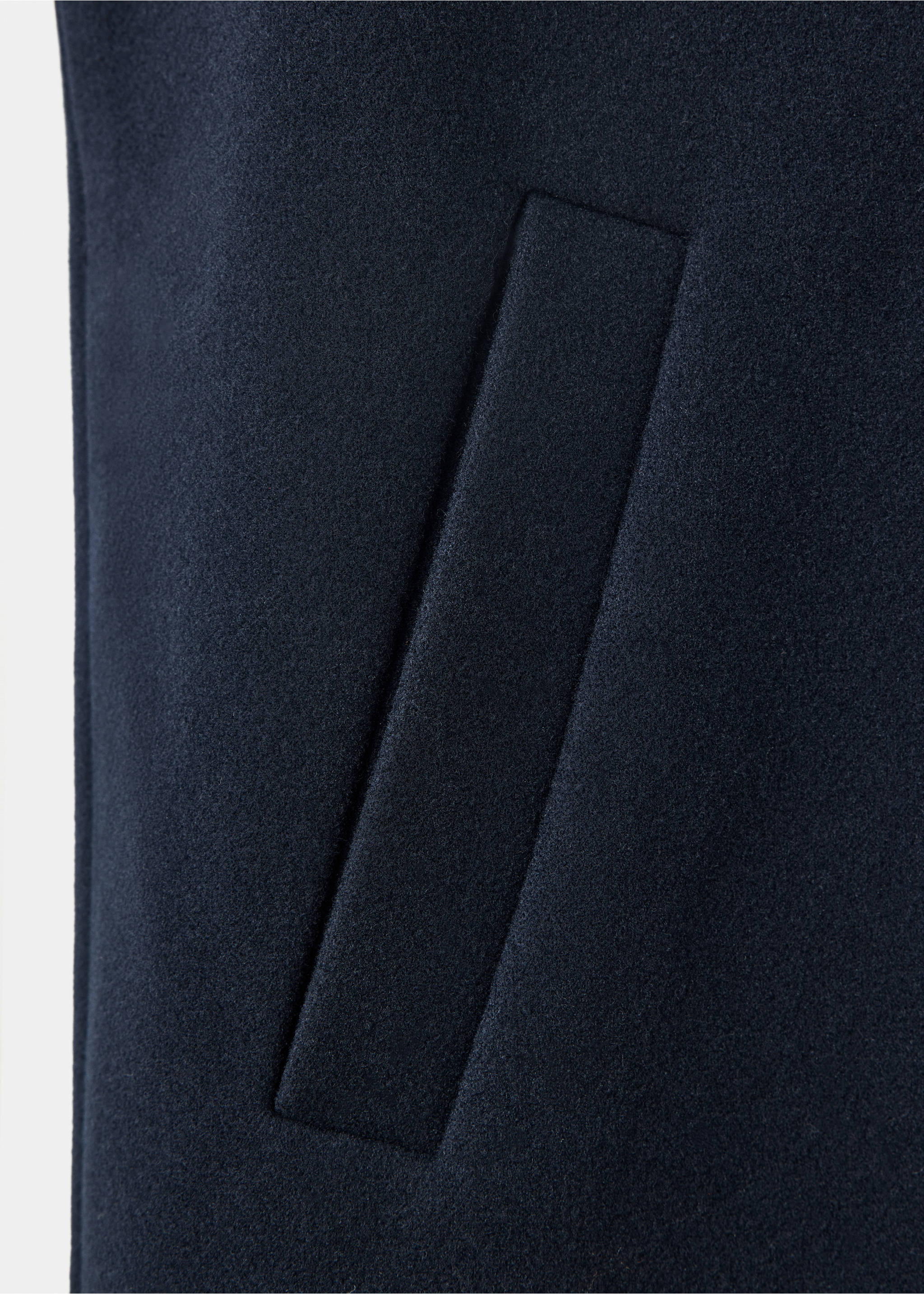 Wool coat with lapel collar - Details of the article 0, Navy. Ref: 37037887-00.