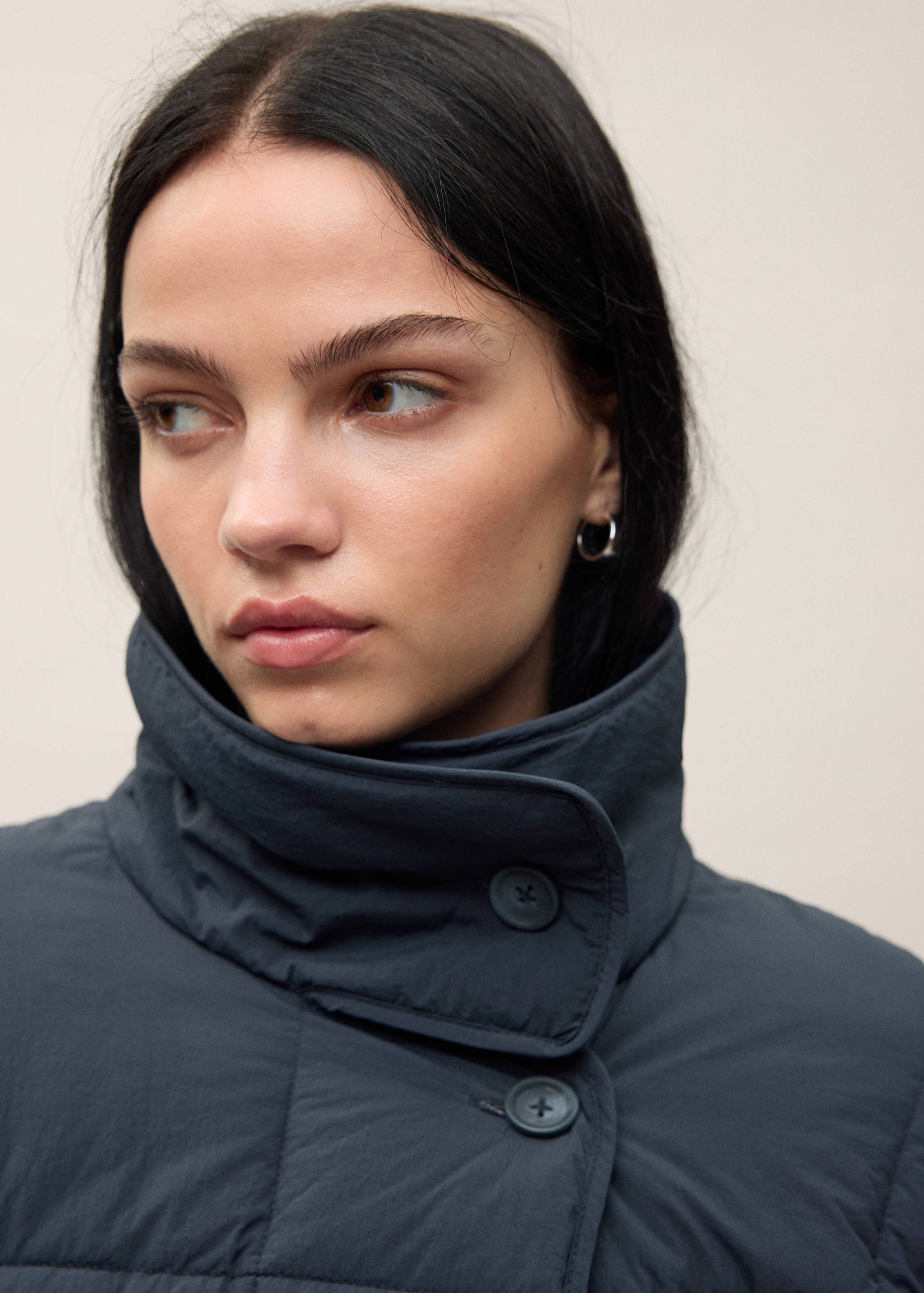 Puffer buttoned coat - Details of the article 1