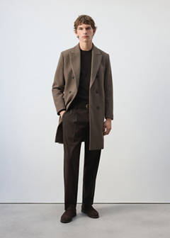Wool-blend coat with button fastening — Dark Grey 2