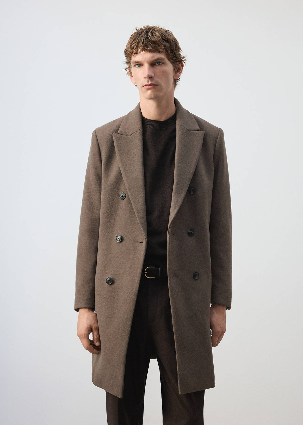 Wool-blend coat with button fastening — Dark Grey