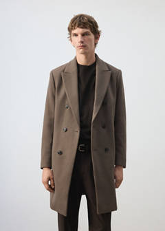 Wool-blend coat with button fastening — Dark Grey 1