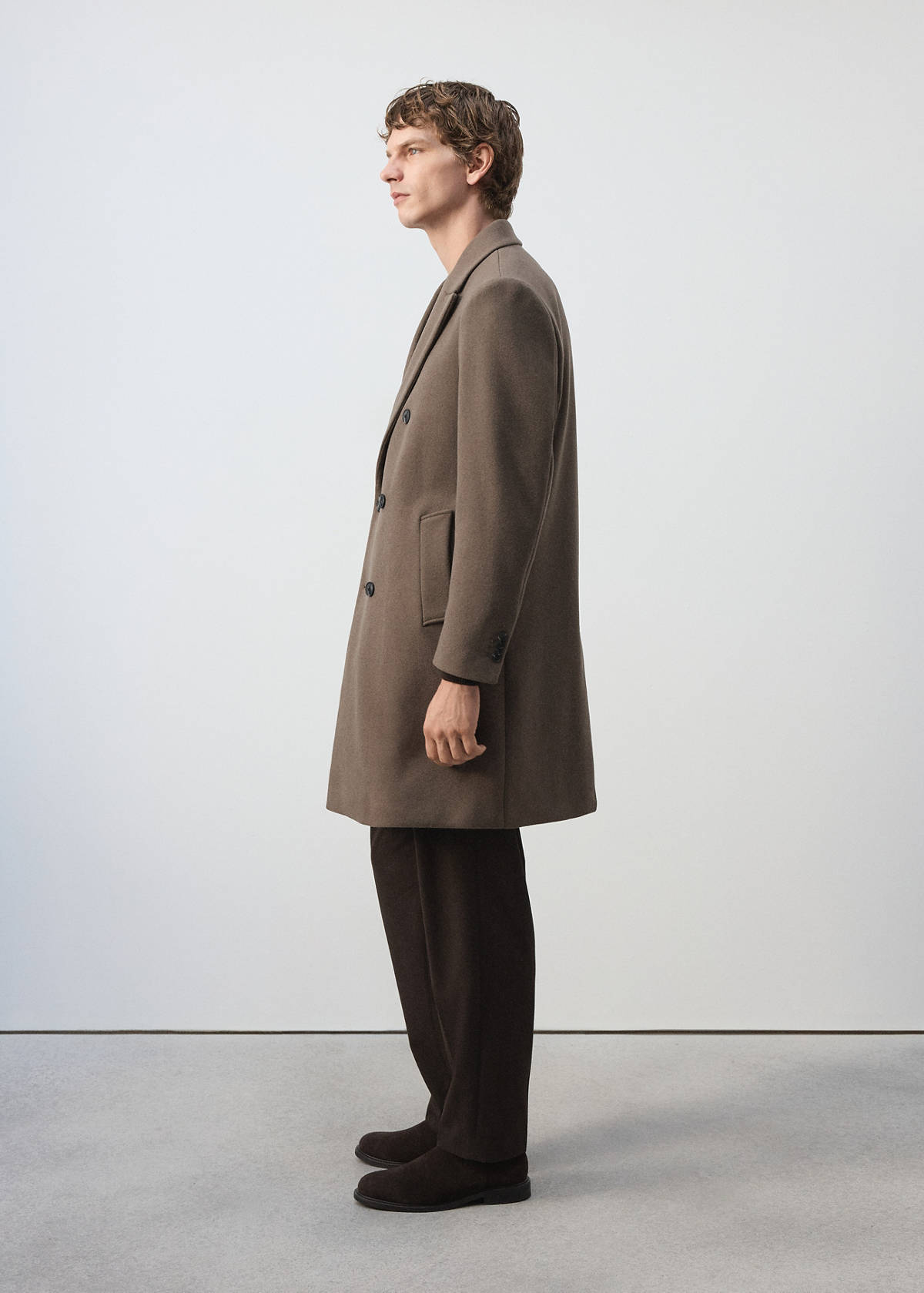 Wool-blend coat with button fastening — Dark Grey