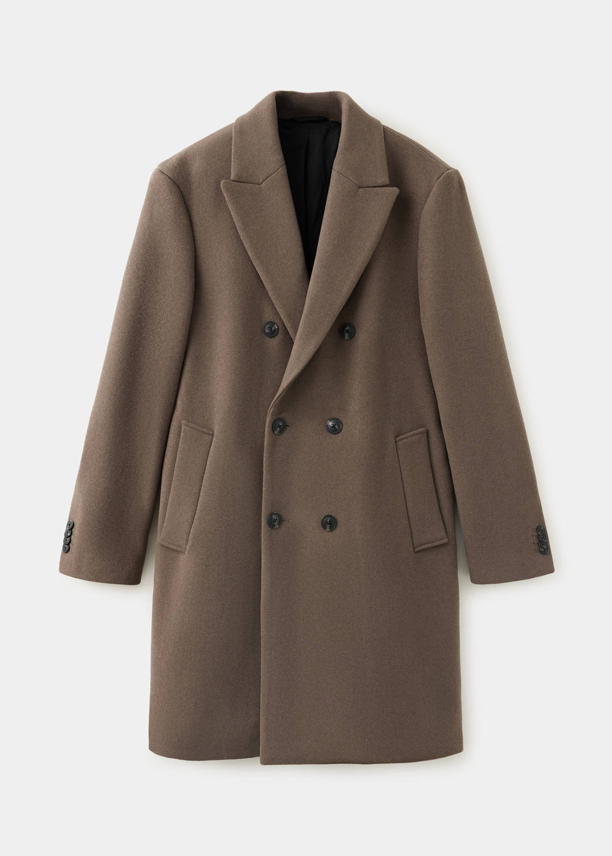 Wool-blend coat with button fastening — Dark Grey