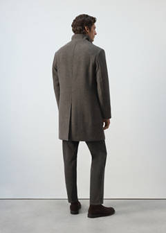 Wool blend coat with funnel neck — Medium Brown 3
