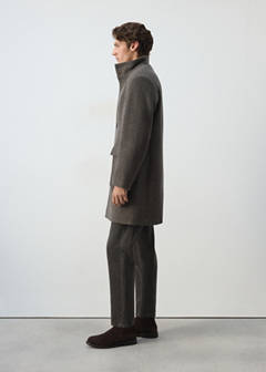 Wool blend coat with funnel neck — Medium Brown 5