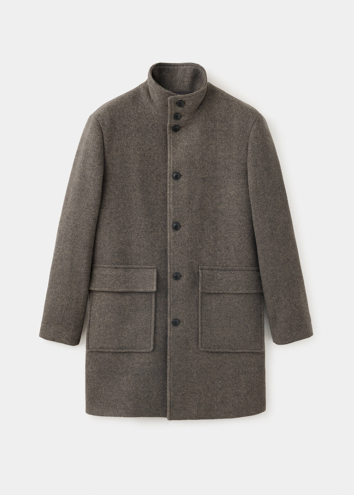 Wool blend coat with funnel neck — Medium Brown