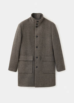 Wool blend coat with funnel neck — Medium Brown 8