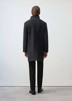 Wool blend coat with funnel neck — Dark Heather Grey 3