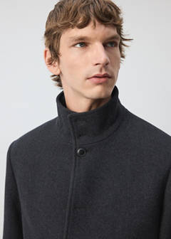 Wool blend coat with funnel neck — Dark Heather Grey 4