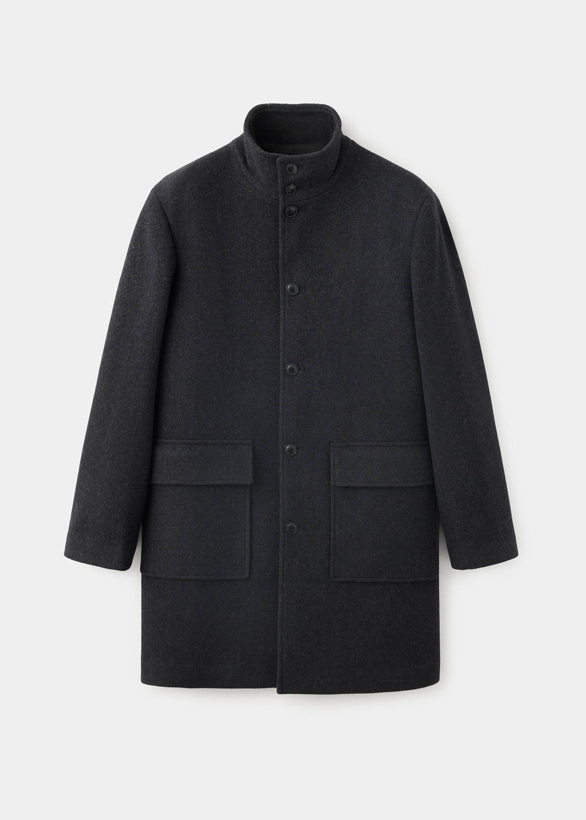 Wool blend coat with funnel neck — Dark Heather Grey