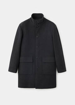 Wool blend coat with funnel neck — Dark Heather Grey 7