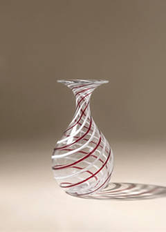 Tall striped glass vase — Red 1