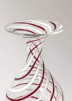 Tall striped glass vase — Red 2