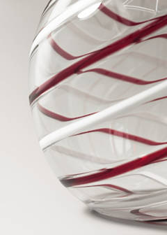 Tall striped glass vase — Red 3