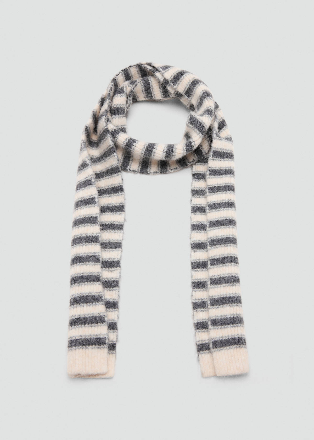 Striped knit scarf — Sand