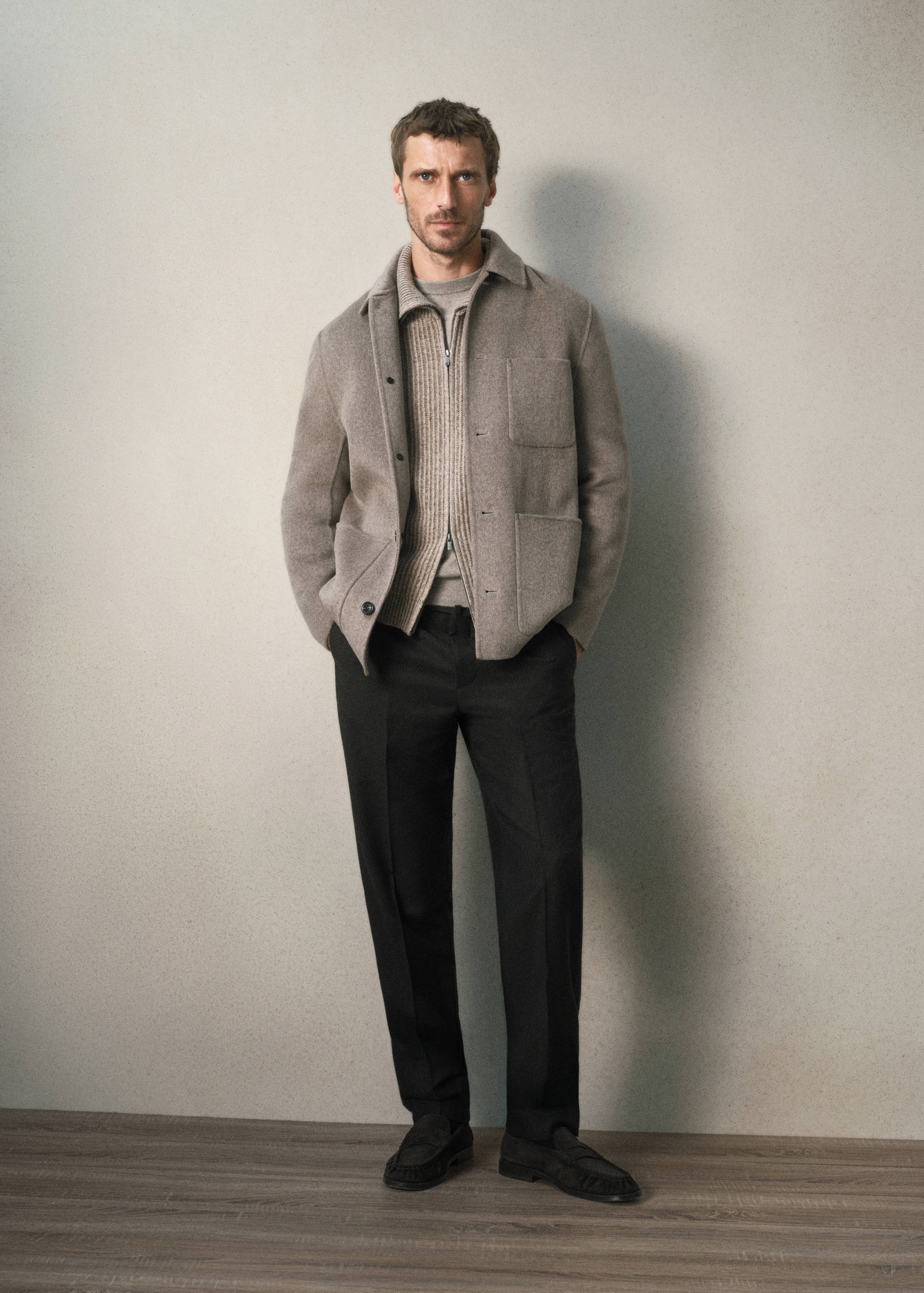 Manteau en mélange laine et cachemire à poches - Plan général