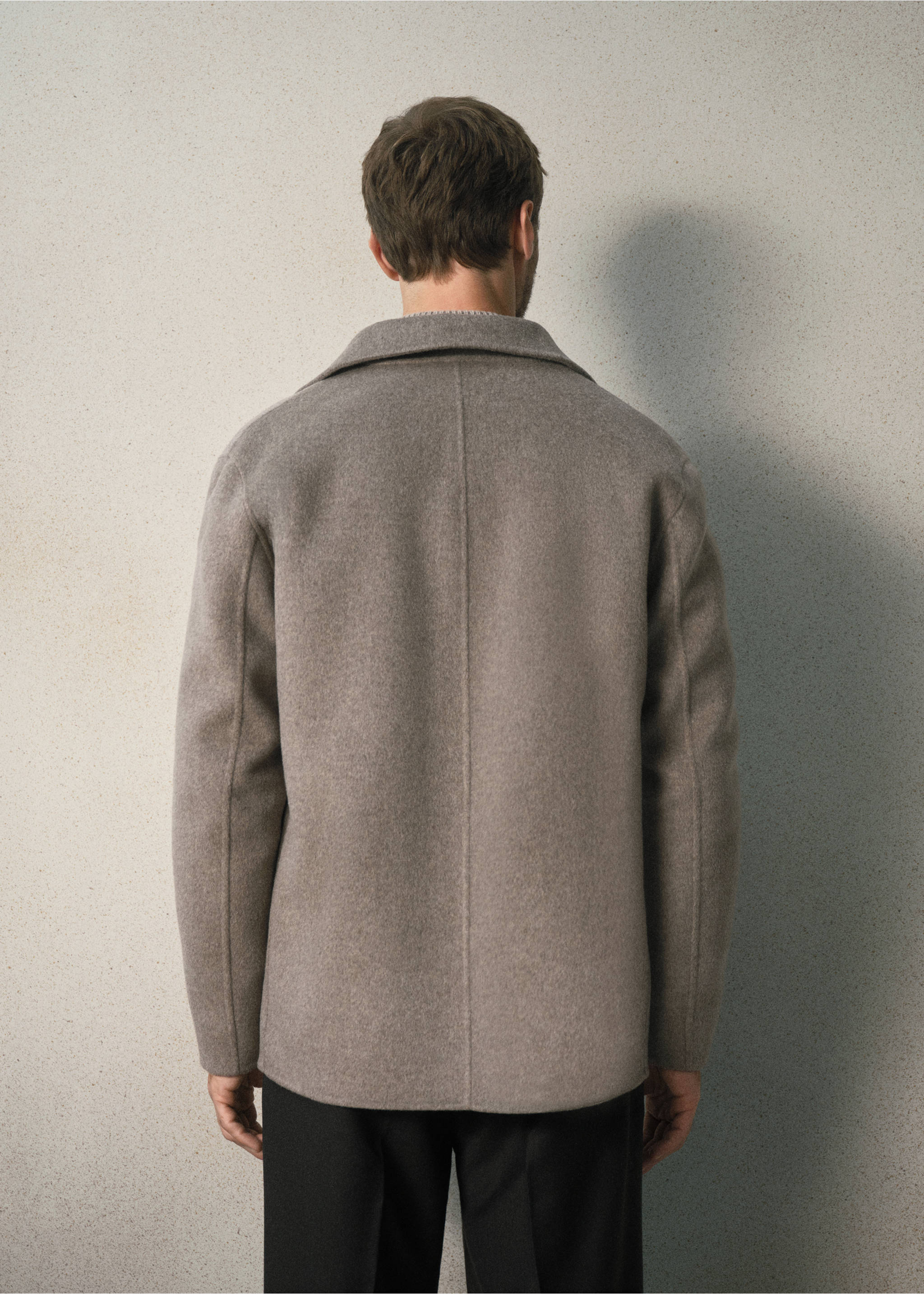 Wool-cashmere blend coat with pockets - Reverse of the article, Medium Brown. Ref: 37037898-00.