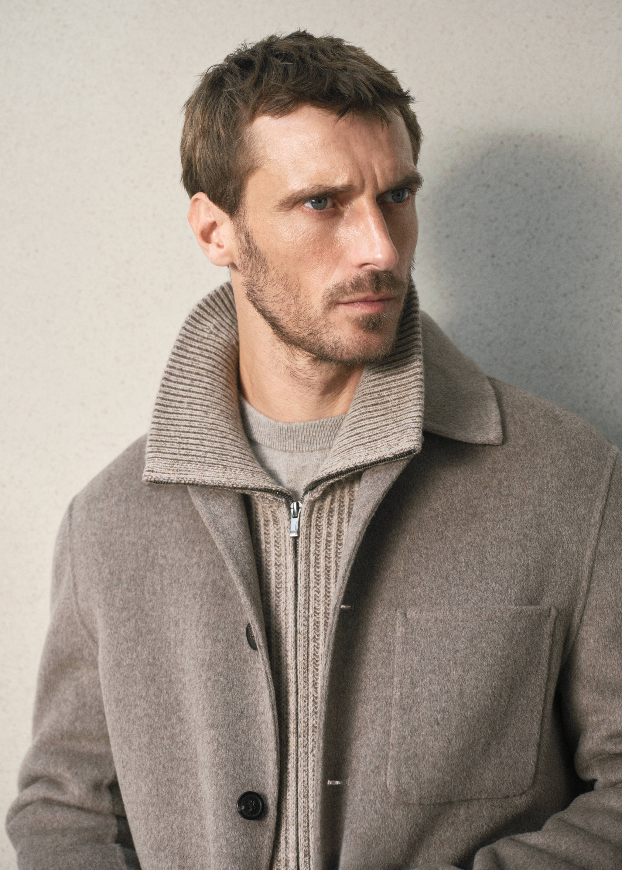 Manteau en mélange laine et cachemire à poches - Détail de l'article 1