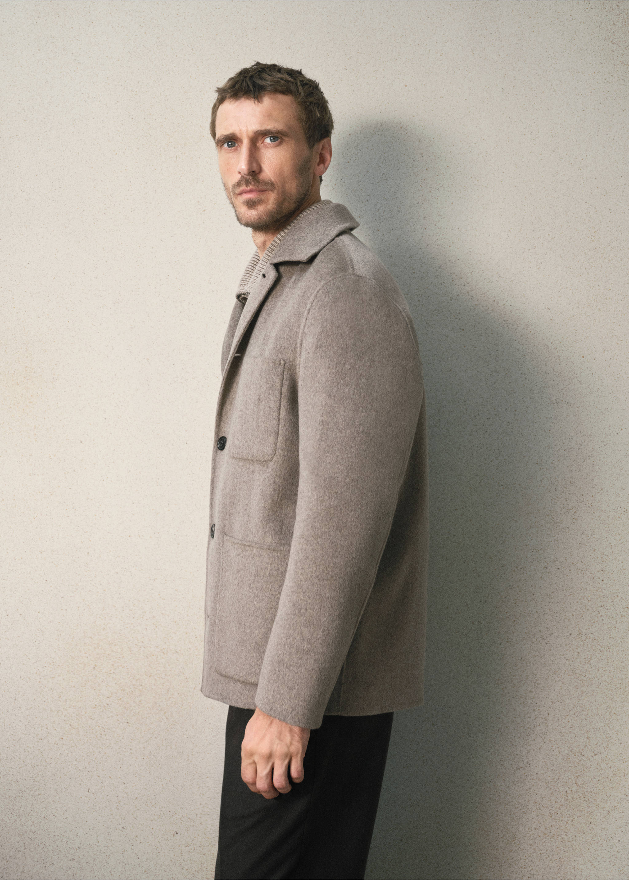 Wool-cashmere blend coat with pockets - Details of the article 2, Medium Brown. Ref: 37037898-00.