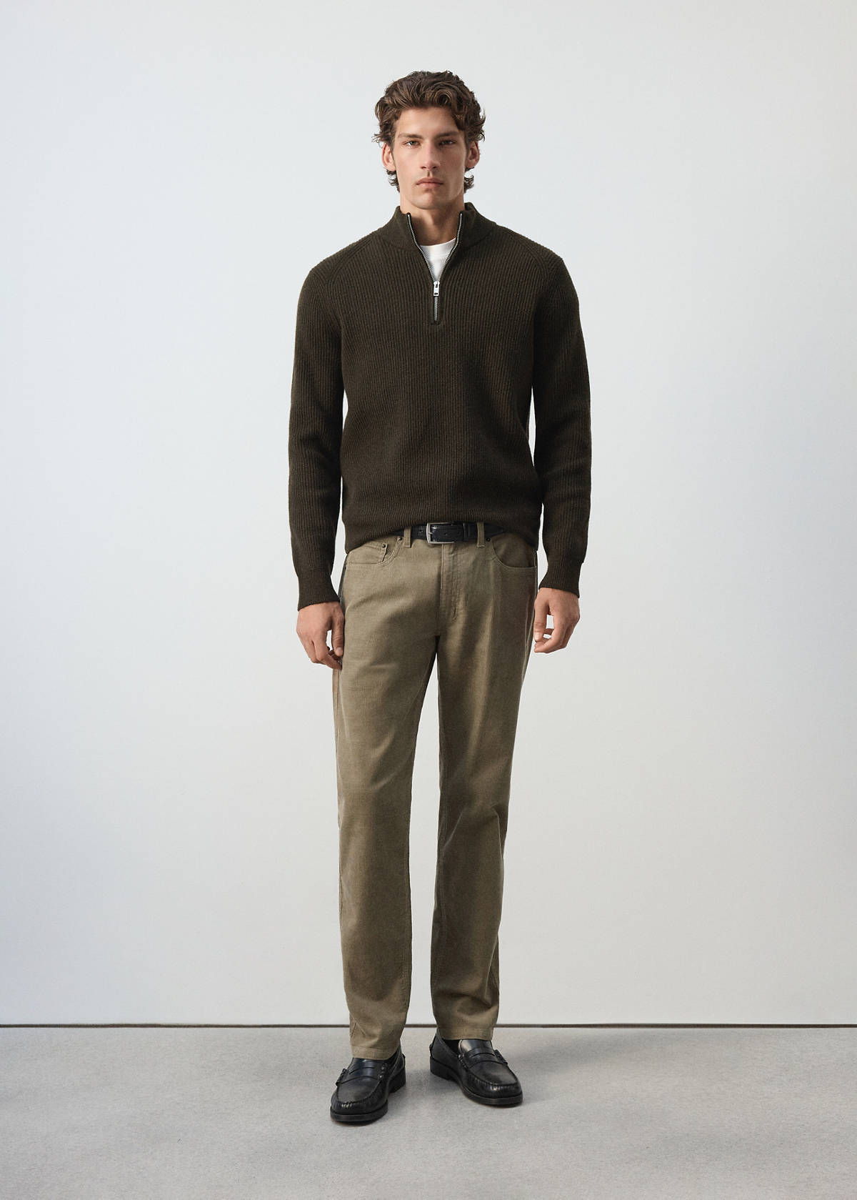 Corduroy regular-fit trousers — Mink Grey