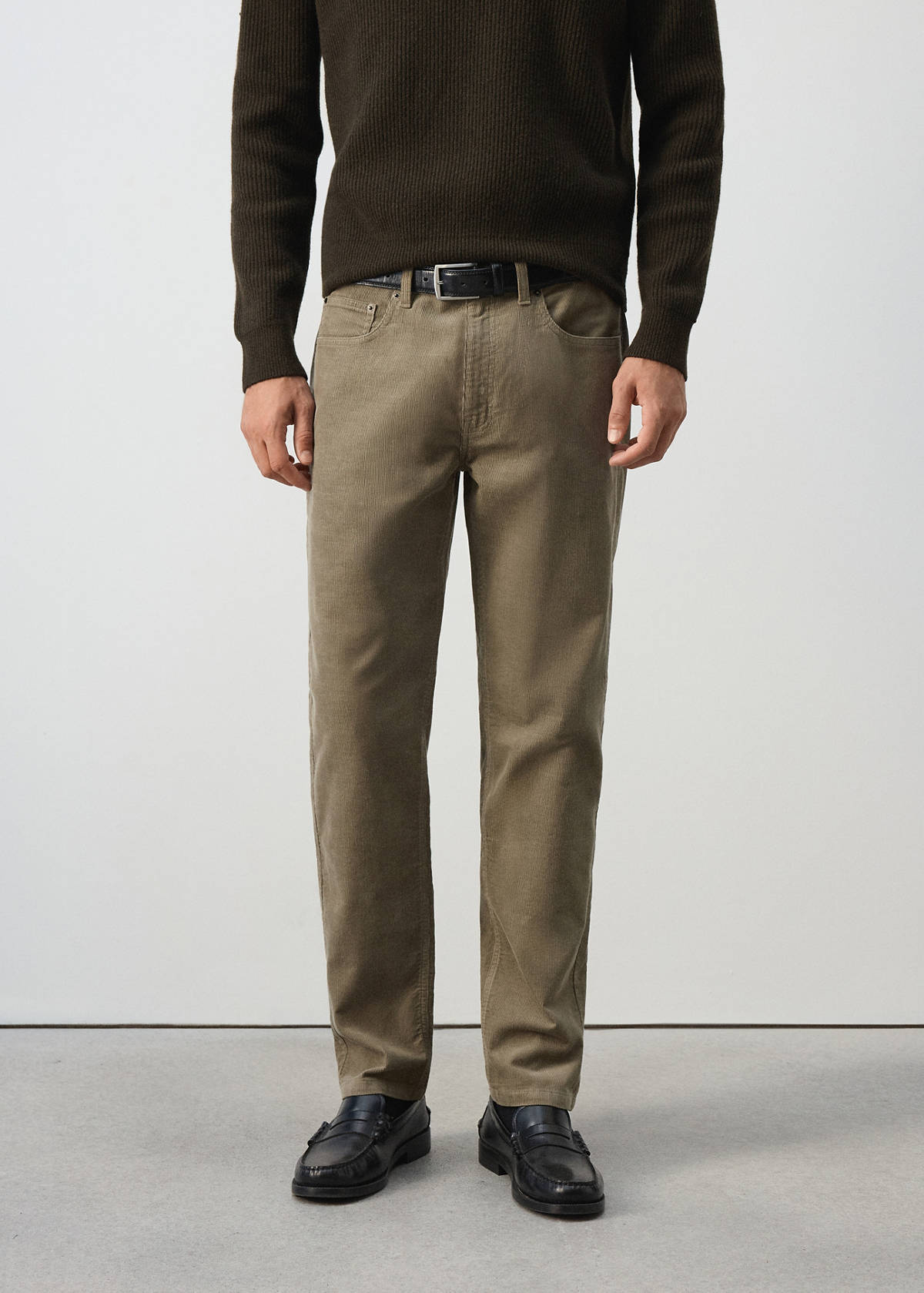Corduroy regular-fit trousers — Mink Grey