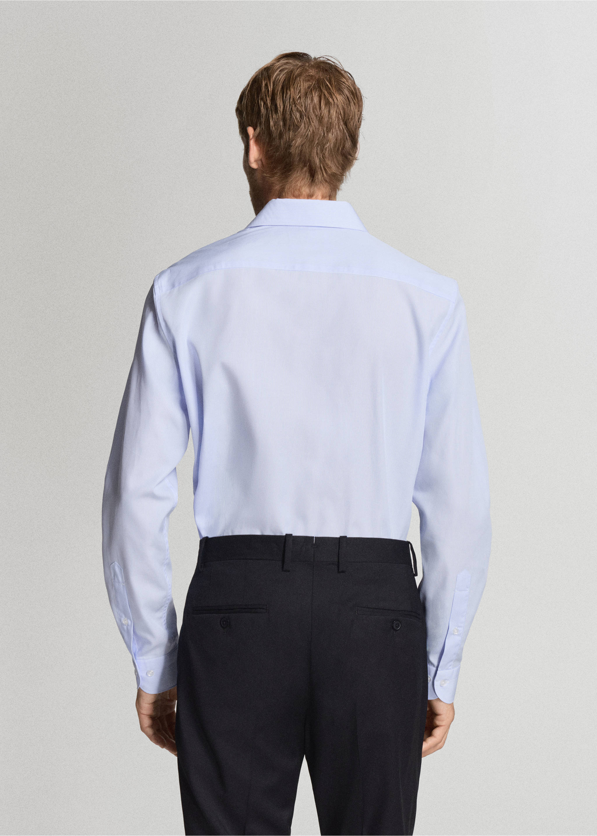 Light blue long-sleeved shirt seen from the back., Sky Blue. Ref: 37037902-00.