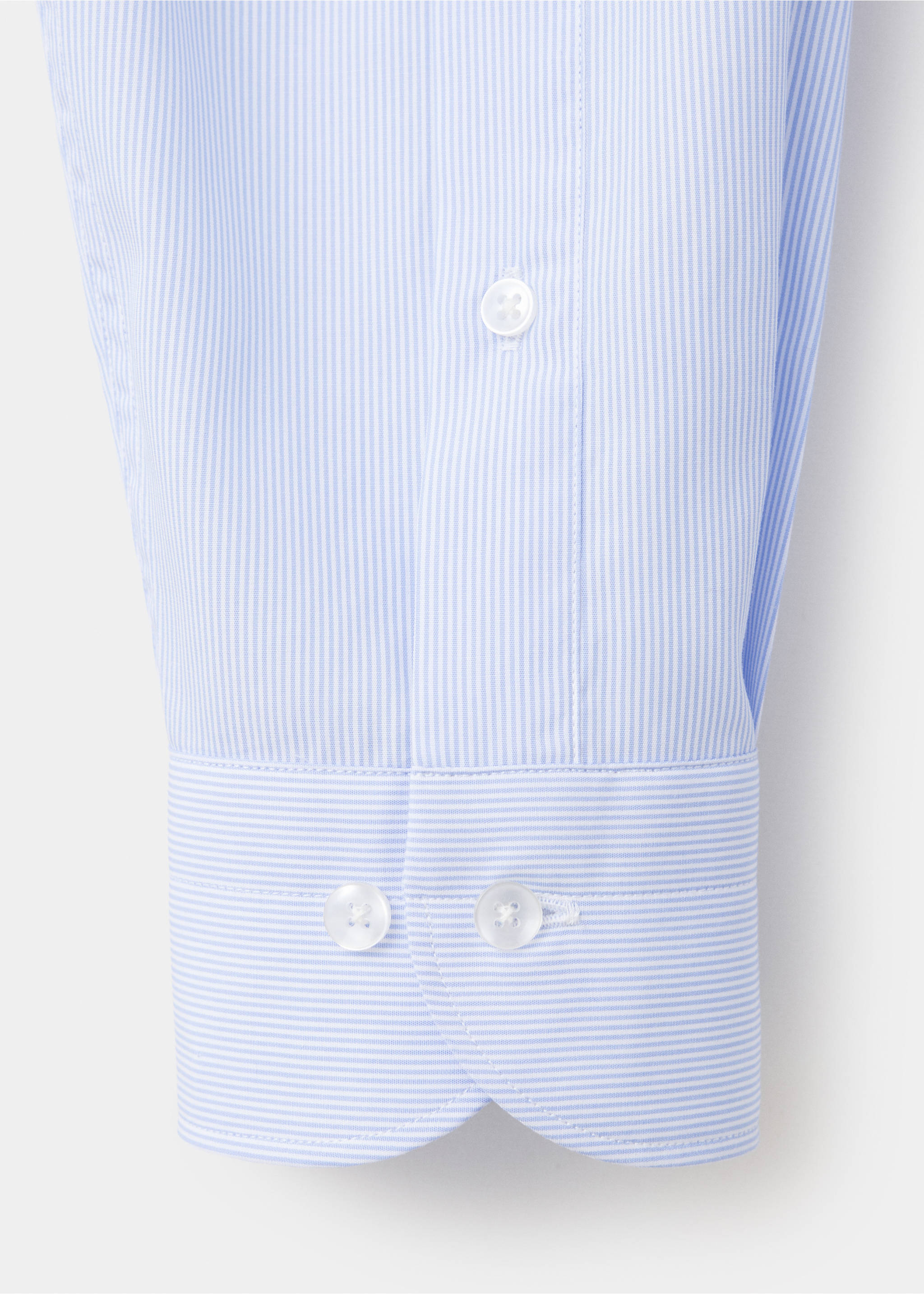 Blue and white striped shirt cuff detail with white buttons., Sky Blue. Ref: 37037902-00.