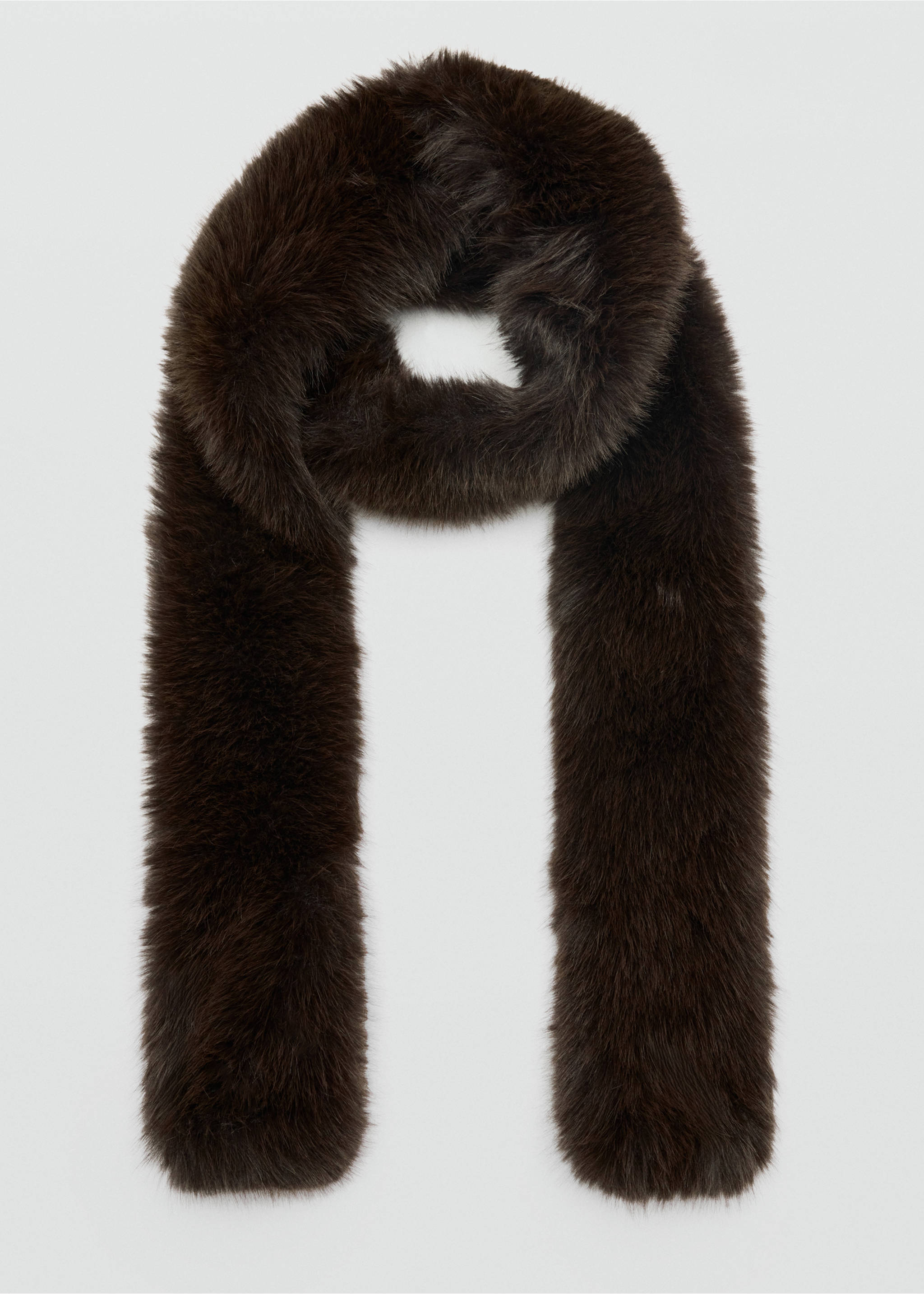 Faux-fur scarf - Details of the article 1, Chocolate. Ref: 37037907-00.