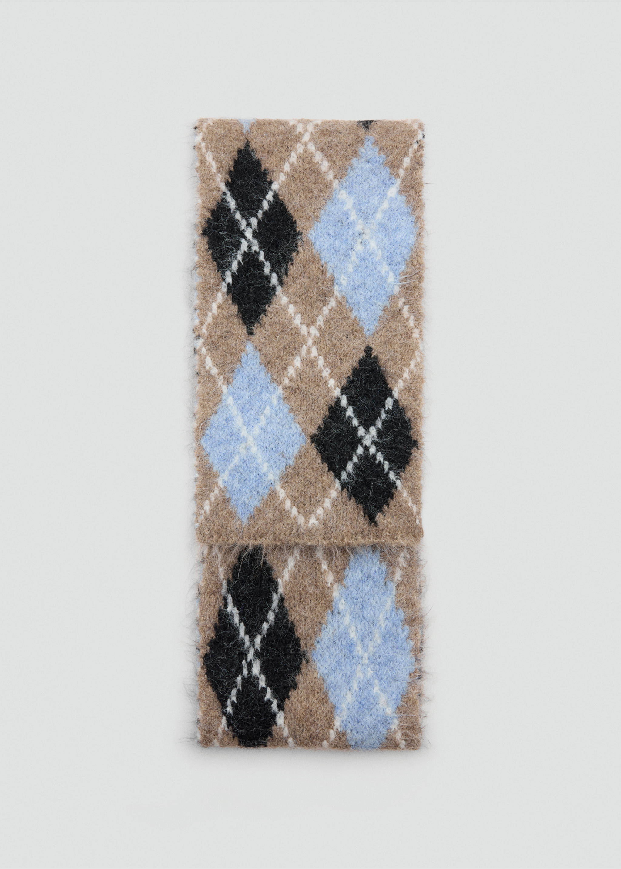 Écharpe à losanges, finition brossée - Article sans modèle, Marron moyen. Ref: 37037908-00.